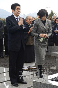 安倍給父親掃墓發誓將擔負重任完成使命（圖）