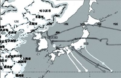 中國環保部發布的模擬軌跡圖。